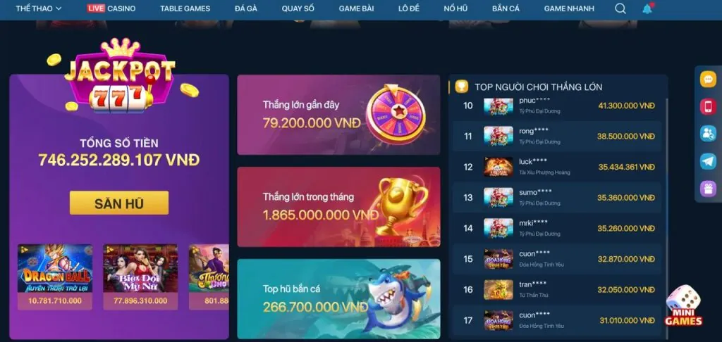 Hình ảnh Jackpot Lũy Tiến tại 789VG